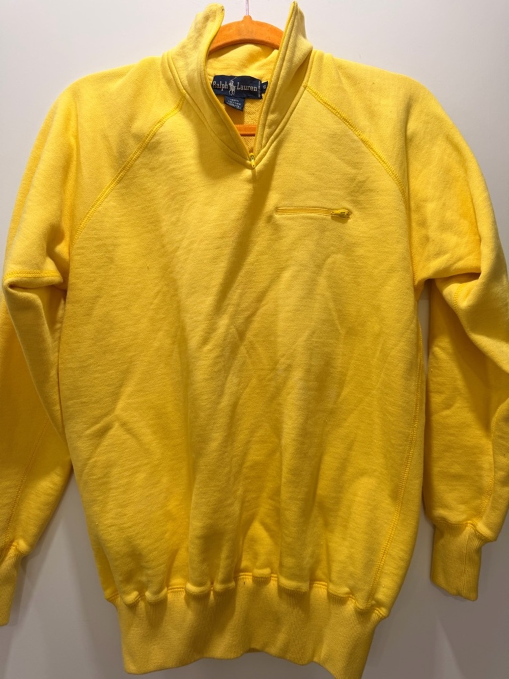 Ralph Lauren Bright Yellow Zip-Neck Sweater 0042
